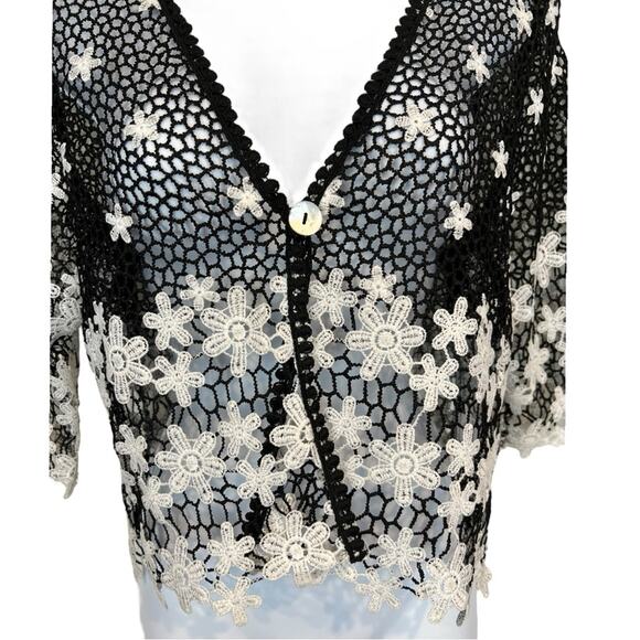 Chris McLaughlin Y2K Top Womens Floral White Crochet Boho Cottagecore Sheer - Picture 10 of 16